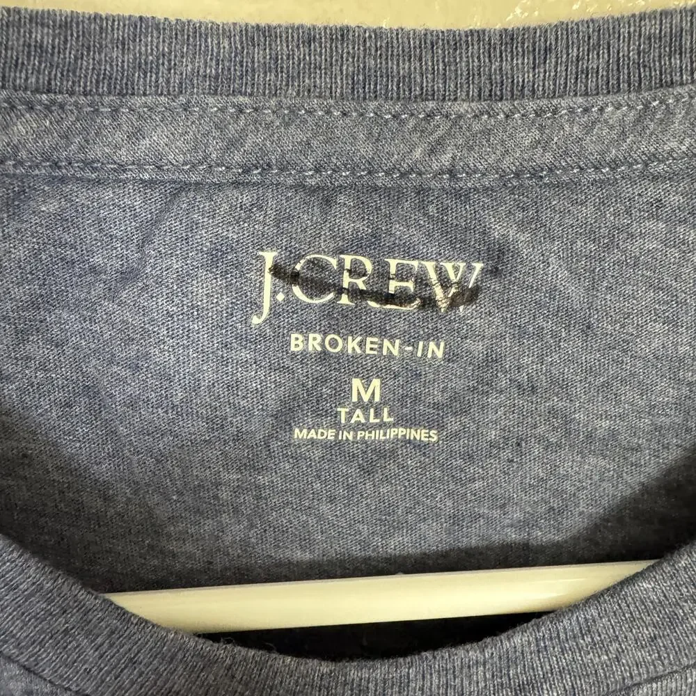 J.Crew Broken-in T-shirt Mens M Tall Blue Cotton Crewneck Pullover Short Sleeve